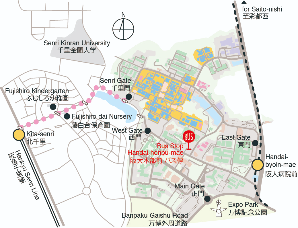 大阪大学吹田キャンパスへのアクセスマップ